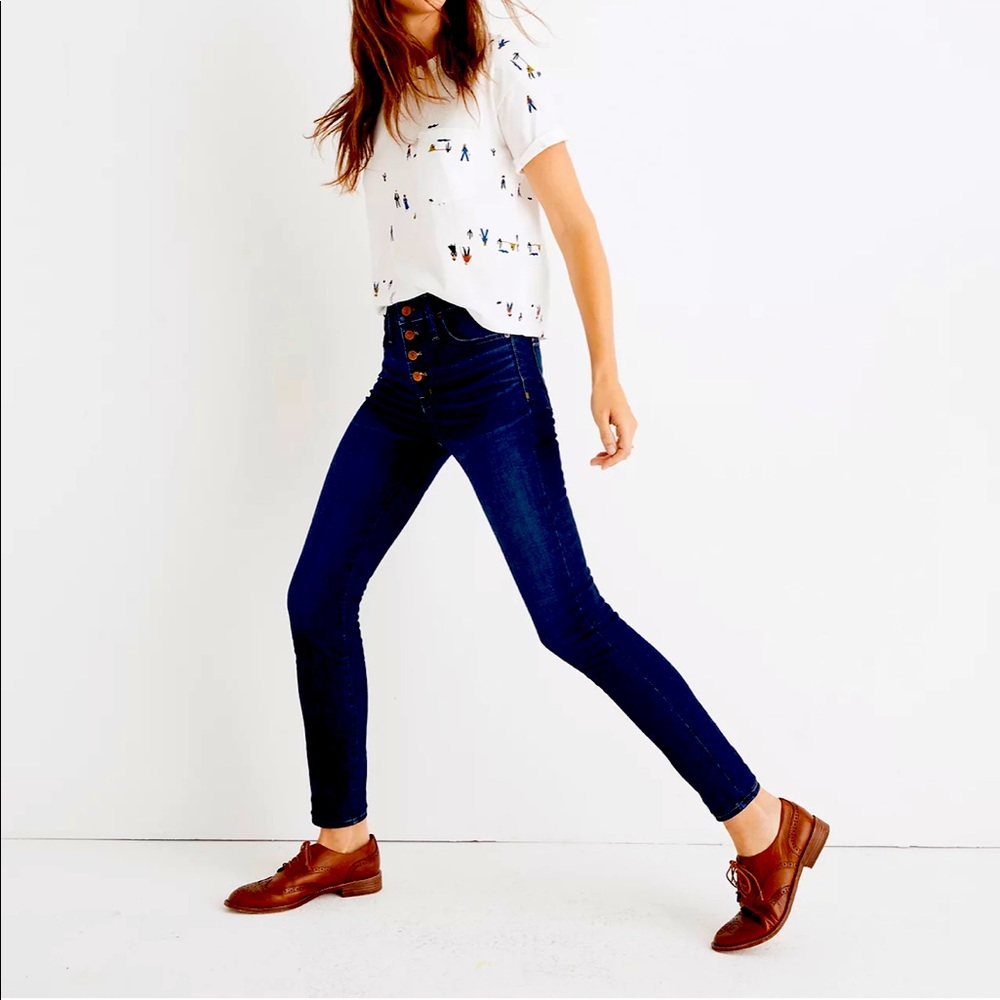 Madewell 9" Mid-Rise Skinny Jeans in Hayes Wash: Button-Front Edition